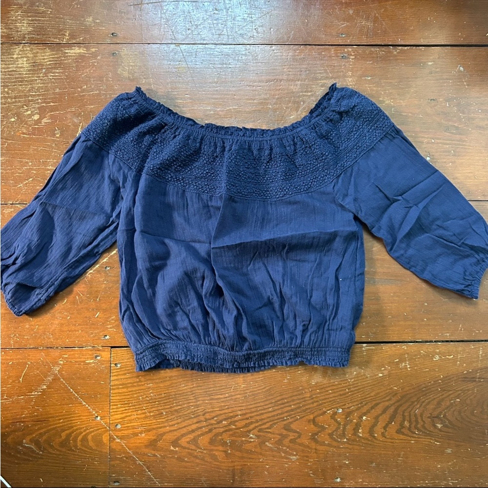Aerie Midnight Blue Off-Shoulder Blouse
